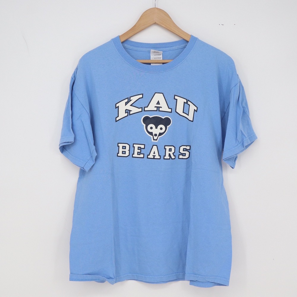 Gildan T-Shirt Mens L Ultra Cotton Blue KAU Bears Graphic Number 9 Excellent